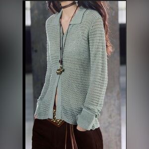 Zara Cut-out Knit Polo Sweater